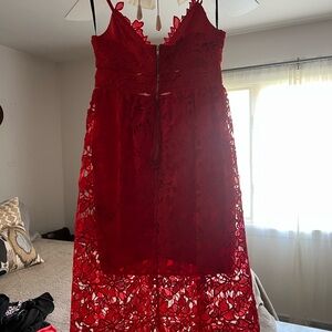 Bardot Red Floral Lace Dress